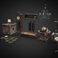 Vintage Audio Speakers And Phonograph In Retro Antique Decor Collection
