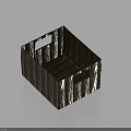 Black Square Striped Storage Basket With Handle And Rivet Details For Home Organization