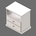 White Modern Bedside Table With Two Drawers And Open Shelf Design 3d model