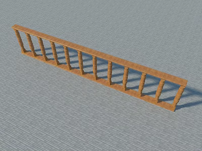 Sturdy Brown Metal Fence Rail with Vertical Posts on Gray Textured Floor 3d model