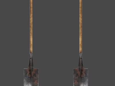 Hardware Tools Set Of Two Shovels With Wooden Handles And Metal Blades 3d model