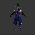 Wizard Character In Blue Robe With Pointed Hat And Owl Companion Holding Magic Staff