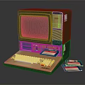Vintage ALPSO Desktop Computer With Monitor Keyboard And Floppy Disks