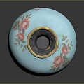 Elegant Turquoise Vase With Painted Floral Patterns And Colorful Birds Design