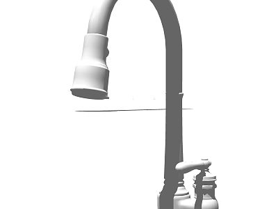 Modern Kitchen Faucet With Curved Spout Single Handle Stainless Steel Design 3d model