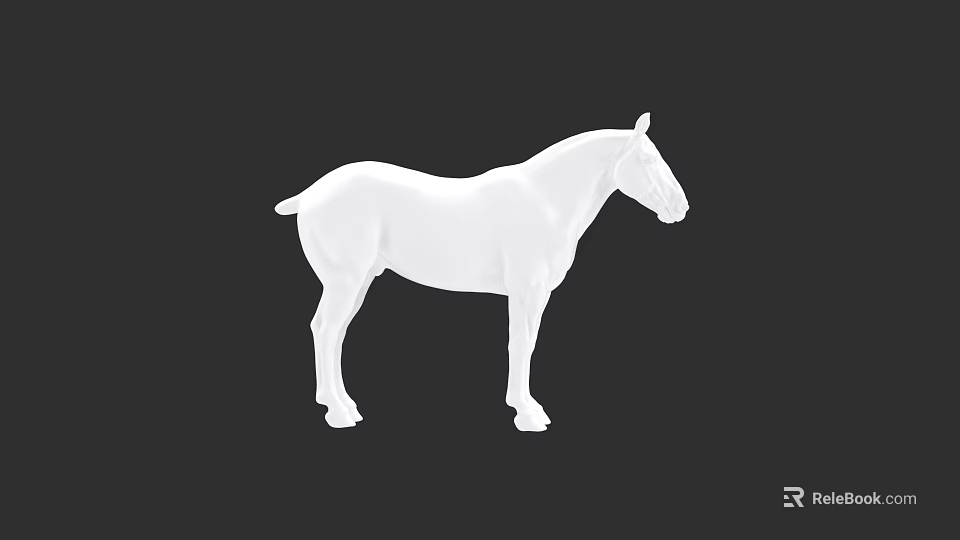 White Horse 3D Model Minimalist Design With Smooth Surface And Black Background 3d model 