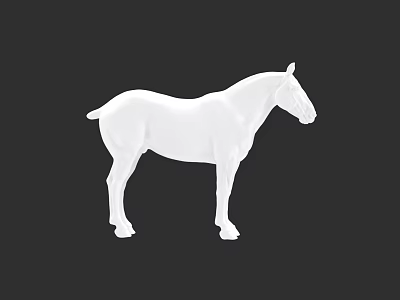 White Horse 3D Model Minimalist Design With Smooth Surface And Black Background 3d model