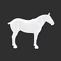 White Horse 3D Model Minimalist Design With Smooth Surface And Black Background