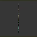 Fantasy Bow Weapon with Green Glowing Accents Intricate Decorative Design and Sharp Edges