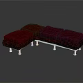 Modern Red L Shaped Sectional Sofa With Metal Legs For Living Room