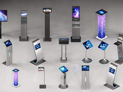Commercial Interactive Touchscreen Kiosk Devices With Various Stand Designs For Business Use 3d model