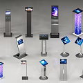 Commercial Interactive Touchscreen Kiosk Devices With Various Stand Designs For Business Use 3d model