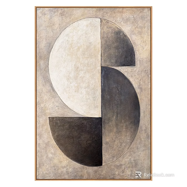 Abstract Painting With Geometric Shapes In Neutral Beige And Gray Tones 3d model 