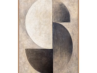 Abstract Painting With Geometric Shapes In Neutral Beige And Gray Tones 3d model