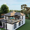 Modern rural self-built villas 3d model
