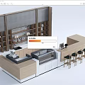 Modern Bar Counter Service Desk Water Bar Counter Cashier Counter Operating Desk Workbench 3d model