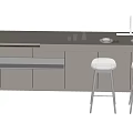 Modern Bar Counter Design With Gray Cabinets And Transparent Bar Stools