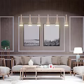 Modern Living Room Sofa Coffee Table Combination With Stylish Decor And Lighting