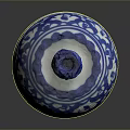 Blue and White Carved Jar with Ornate Lid and Intricate Patterns