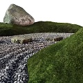 Zen Garden Feature With Stepping Stones Raked Pebble Patterns And Moss Covered Surfaces