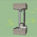 Structural Building Component With Concrete Base Steel Column Plate And Bolts 3d model
