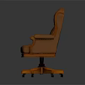 High Back Brown Leather Executive Office Chair With Polished Solid Wood Frame And Sturdy Wheels