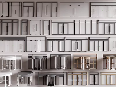 Various Modern Door And Window Designs With Glass Panels And Frame Styles 3d model