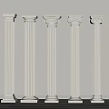 Classical Architectural Columns With Various Design Styles And White Finish Details