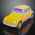 Yellow Beetle Insect With Gradient Color Shades On Black Reflective Background