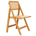 Wooden Leisure Chair With Rattan Seat And Backrest For Comfortable Outdoor Relaxation