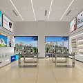 Modern Digital Store With Bright Interior Large Screens Display Cases And Electronics 3d model