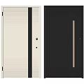 Modern Hinged Doors With Vertical Stripe Design Light And Dark Color Handles