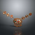 Elegant Golden Statement Necklace With Colorful Gemstones Round Decorations And Tassel