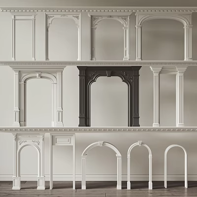 Different Designed Arches With White Black Frames Classic Modern Styles And Decorative Lines 3d model