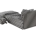 Gray Headboard Children's Bed With Light Colored Mattress And Stuffed Toy Bear
