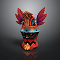 Decorative Household Item With Colorful Feather Accents And Geometric Pattern Design