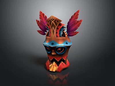 Decorative Household Item With Colorful Feather Accents And Geometric Pattern Design 3d model