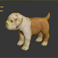 3D Bulldog Puppy Character With Orange And White Fur Standing On Shiny Surface