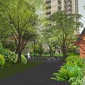 Lush Residential Landscape With Trees Pathways Water Features And Green Lawns