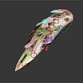 White Streamlined Futuristic Concept Vehicle With Fragmented Structure And Green Accents