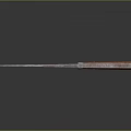 Old Rusty Weapon Knife With Wooden Handle On Black Surface And Reflection