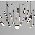 Modern Pendant Lights With Various Geometric Shapes Hanging In Interior Space 3d model