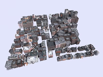 Miniature Building Blocks Assembled Into 3D Urban City Model Design Art 3d model