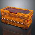 Orange Vintage Industrial Crate with Worn Finish Striped Base and Red Accents