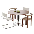 Modern Retro Round Wooden Dining Table With Mixed Style Dining Chairs Set For Dining Room