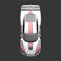 White Race Car With Red Blue Stripes ROTA X Logo 01 Rear Wing Red Wheels