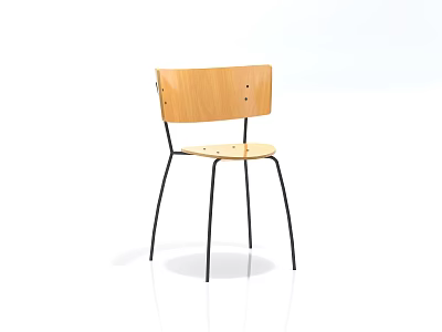 Stylish Comfortable Modern Wooden Lounge Chair With Black Metal Legs Design 3d model