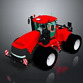 Red Agricultural Tractor With Large Wheels Modern Cabin And Black Tires