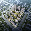 Aerial Planning of Residential Complex With High Rise Buildings Low Rise Residences Greenery And Roads