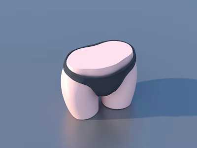 3D Rendered Smooth Buttock Model Wearing Black Underwear On Gray Background 3d model